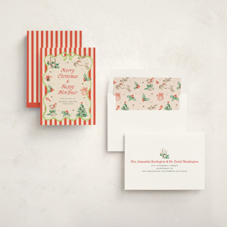 This is a candy cane twist business holiday cards with standard by Cass Loh called season’s embrace printing on signature in standard