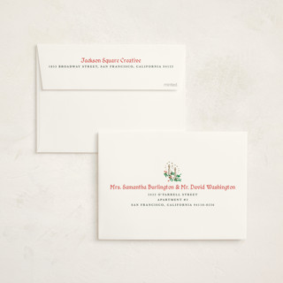 This is a candy cane twist business holiday cards with standard by Cass Loh called season’s embrace printing on signature in standard