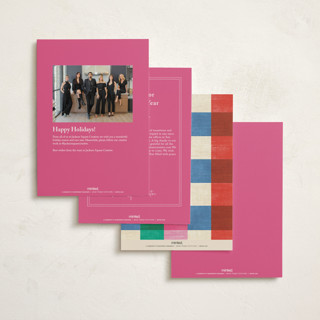 This is a candy business holiday cards with standard by Baumbirdy called playful plaid printing on signature in standard