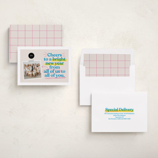 This is a winter sky business holiday cards with standard by Owl and Toad called highlighter printing on recycled smooth signature in standard