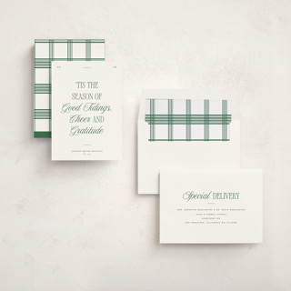 This is a wreath business holiday cards with standard by Blustery August called good tidings printing on signature in standard