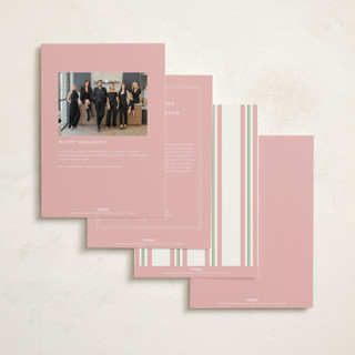 This is a winter rose business holiday cards with standard by Susan Zinader called poinsettia stripe wallpaper printing on signature in standard