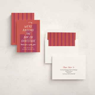 This is a berry business holiday cards with standard by Louise Kay called raising the bar printing on signature in standard