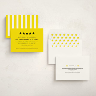 This is a lemon business holiday cards with standard by Sara Hicks Malone called five-star client review printing on signature in standard