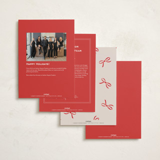 This is a crimson business holiday cards with standard by Olivia Kanaley Inman called wrapped up printing on signature in standard