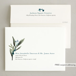 This is a winter berry business holiday cards with standard by Susan Moyal called holiday botanical printing on signature in standard