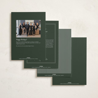 This is a wreath business holiday cards with standard by Stephanie Hawkes called happiest holidays printing on recycled smooth signature in standard