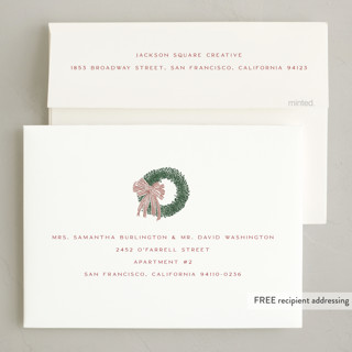 This is a holly berry business holiday cards with standard by Jenna Holcomb called a door printing on signature in standard