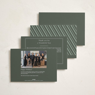 This is a sage business holiday cards with standard by Corinne Malesic called joyful and grateful printing on recycled smooth signature in standard