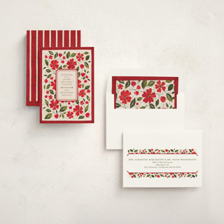 This is a poinsettia business holiday cards with standard by Erin L. Wilson called florale printing on signature in standard