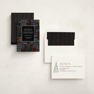 This is a eclipse business holiday cards with standard by Pixel and Hank called holiday city printing on signature in standard