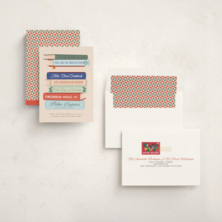This is a blush business holiday cards with standard by Sherley Ferreira called tales and stories printing on signature in standard