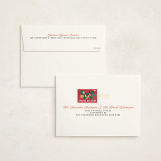 This is a blush business holiday cards with standard by Sherley Ferreira called tales and stories printing on signature in standard