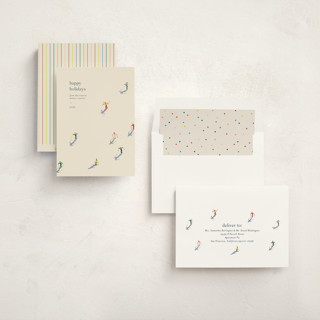 This is a cream business holiday cards with standard by Ellen Schlegelmilch called slope printing on signature in standard