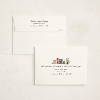 This is a north pole business holiday cards with standard by Heather Schertzer called village printing on signature in standard