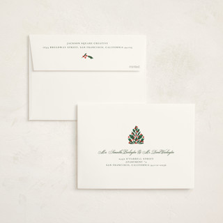 This is a latte business holiday cards with standard by Jen Owens called oh tree printing on signature in standard