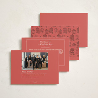 This is a festive business holiday cards with standard by Erin German called winter scene printing on signature in standard