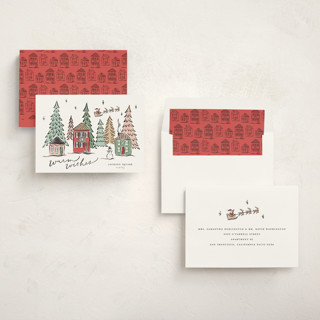 This is a festive business holiday cards with standard by Erin German called winter scene printing on signature in standard
