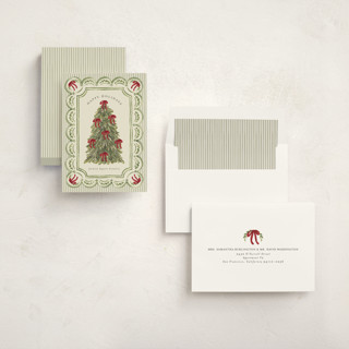 This is a evergreen business holiday cards with standard by Chris Griffith called holiday bow tree printing on signature in standard