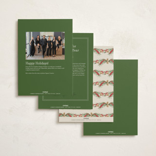 This is a cranberry business holiday cards with standard by Paper Sun Studio called pine border printing on signature in standard