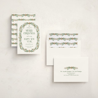 This is a frost business holiday cards with standard by Paper Sun Studio called pine border printing on signature in standard