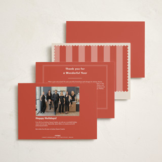 This is a candy apple business holiday cards with standard by Tamara Hilje called striped stamp printing on signature in standard