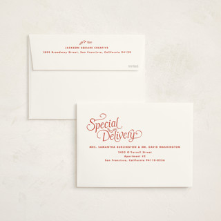 This is a candy apple business holiday cards with standard by Tamara Hilje called striped stamp printing on signature in standard