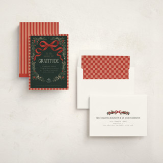 This is a cranberry business holiday cards with standard by Jenna Holcomb called surround printing on signature in standard