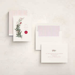 This is a holly berry business holiday cards with standard by Baumbirdy called cardinal printing on signature in standard