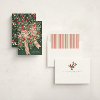 This is a forest business holiday cards with standard by Jackie Crawford called ribbon bouquet printing on signature in standard