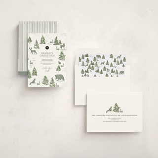 This is a pine business holiday cards with standard by Jenna Holcomb called forest animals printing on signature in standard