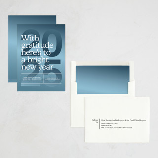 This is a frozen lake business holiday cards with standard by Annie Clark called horizon printing on signature in standard