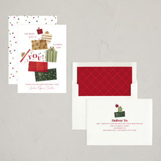 This is a stocking business holiday cards with standard by Robert and Stella called gift of gratitude printing on signature in standard