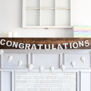 MIN-HWT-HDG - Congratulations Banner (Off-White, 6 feet)