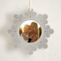 This is a snowfall holiday card ornaments with foil pressed by Amy Payne called scandinavian snowflake printing on recycled smooth signature in ornament