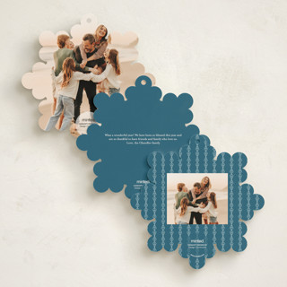 This is a ice holiday card ornaments with foil pressed by Ana de Sousa called christmas snowflake printing on signature in ornament