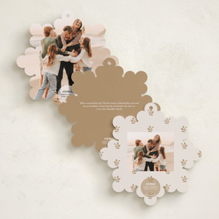This is a cream holiday card ornaments with foil pressed by Ana de Sousa called beautiful foliage printing on recycled smooth signature in ornament
