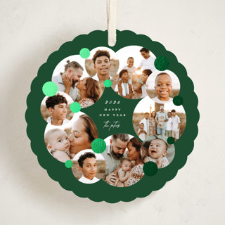 This is a evergreen holiday card ornaments with foil pressed by Lori Wemple called multi wreath printing on recycled smooth signature in ornament