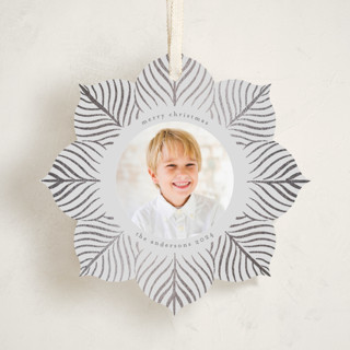This is a moonlight holiday card ornaments with foil pressed by Claudia Orengo called little flower printing on recycled smooth signature in ornament