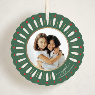 This is a garland holiday card ornaments with foil pressed by Antonia Jae Krajicek called painted wreath gilded printing on recycled smooth signature in ornament