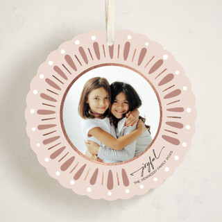 This is a rosy holiday card ornaments with foil pressed by Antonia Jae Krajicek called painted wreath gilded printing on recycled smooth signature in ornament