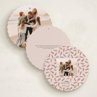 This is a rosy holiday card ornaments with foil pressed by Antonia Jae Krajicek called painted wreath gilded printing on recycled smooth signature in ornament