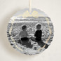This is a starlight holiday card ornaments with foil pressed by Pink House Press called bow frame printing on recycled smooth signature in ornament