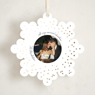 This is a snow holiday card ornaments with foil pressed by Anna Kasper called a very married christmas foil ornament printing on recycled smooth signature in ornament
