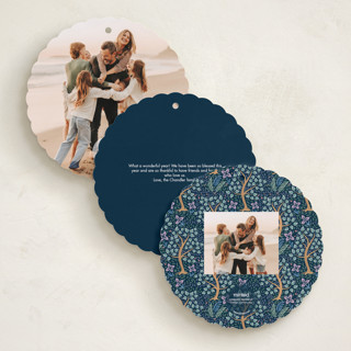 This is a starry night holiday card ornaments with foil pressed by Paper Sun Studio called away in a manger printing on signature in ornament
