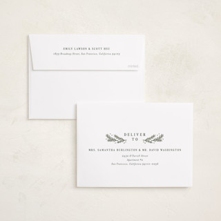 This is a forest foil pressed holiday cards with foil pressed by Michelle Taylor called gilded greenery printing on recycled smooth signature in standard