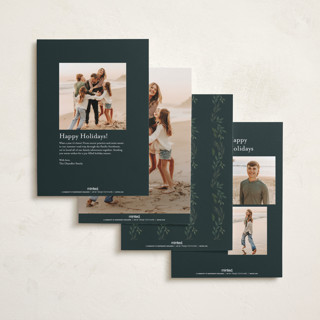 This is a juniper foil pressed holiday cards with foil pressed by Rebecca Durflinger called evergreen gallery printing on recycled smooth signature in standard