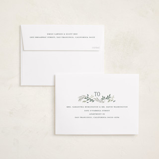 This is a juniper foil pressed holiday cards with foil pressed by Rebecca Durflinger called evergreen gallery printing on recycled smooth signature in standard