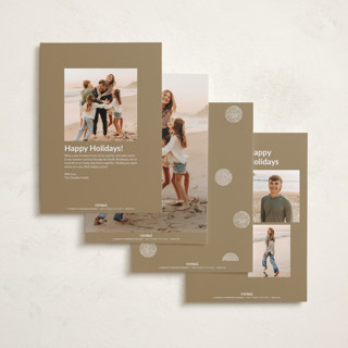 This is a vanilla foil pressed holiday cards with foil pressed by Sumak Studio called dotty dots printing on recycled smooth signature in standard