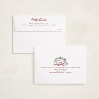 This is a brandy wine foil pressed holiday cards with foil pressed by Paper Sun Studio called colonial christmas printing on recycled smooth signature in standard